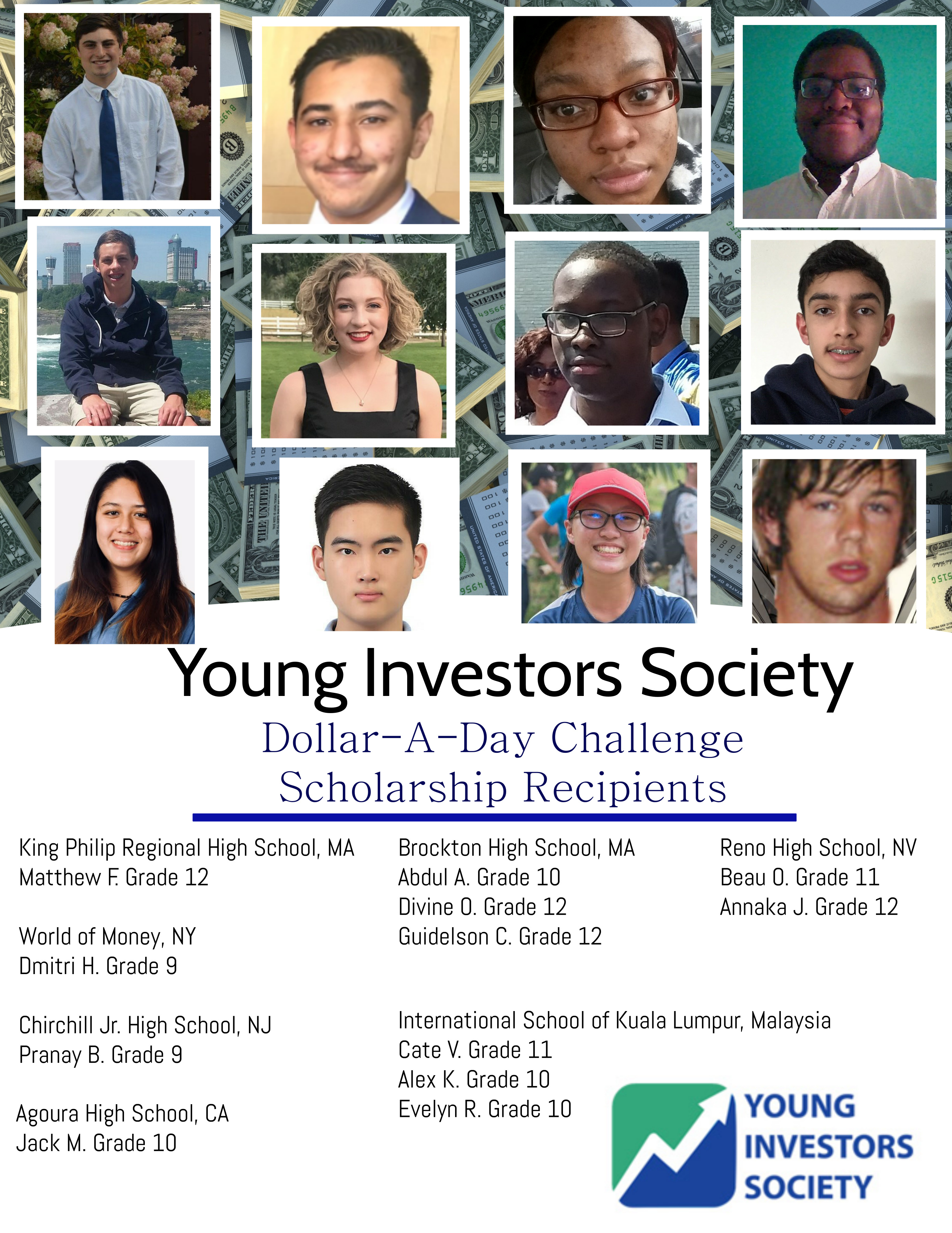 Congratulations to the YIS Dollar-A-Day Challenge Scholarship Recipients
