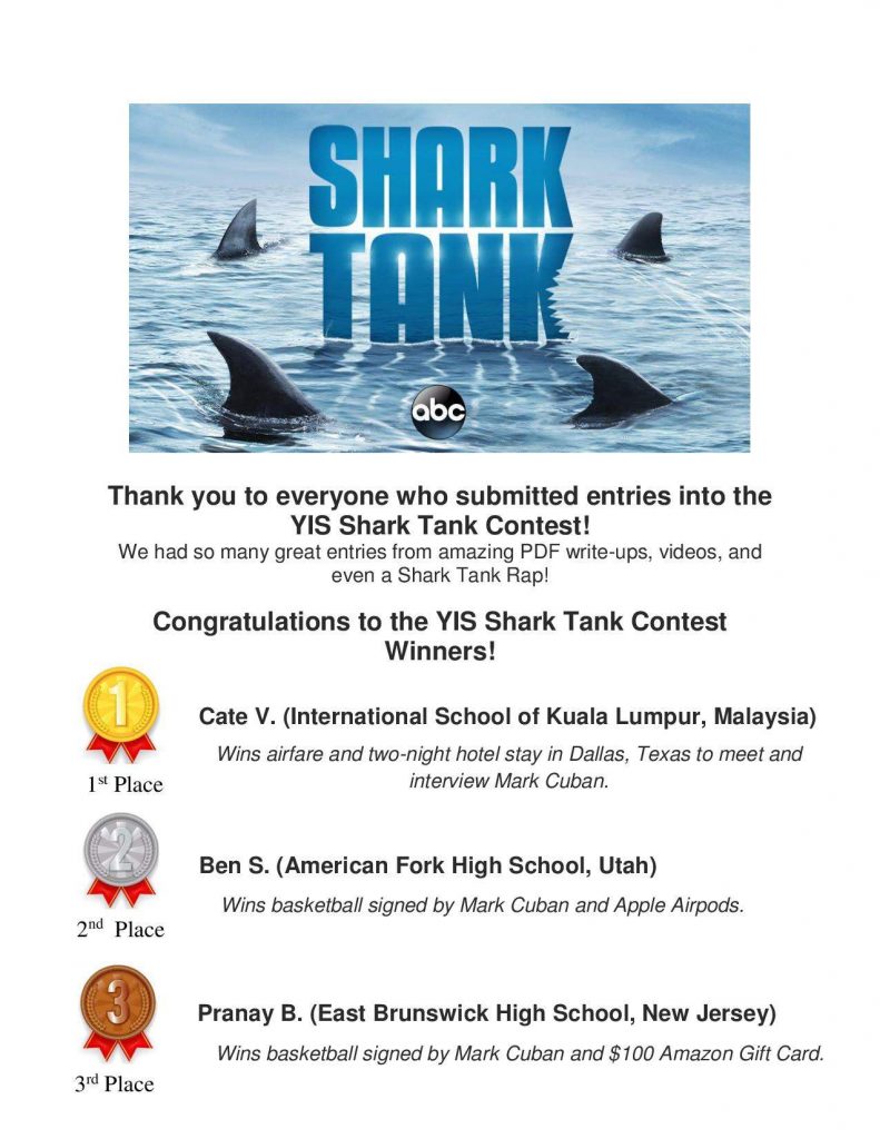 Congratulations to the YIS Shark Tank WINNERS! - Young Investors Society